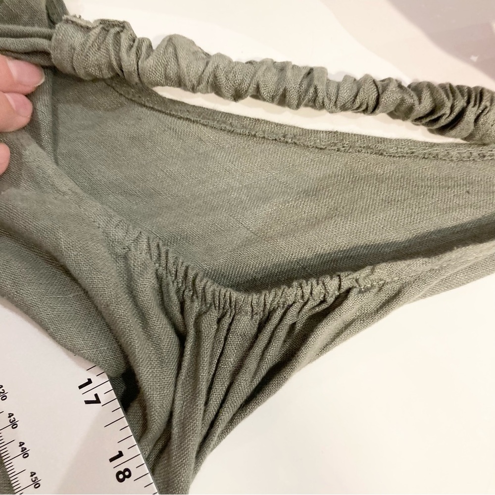 nwot BEACHWOOD BABY Jumpsuit One-Size Linen ITALY Olive Oversized Wide RuchStrap - Picture 6 of 11